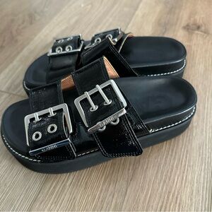 Ganni chunky Black Sandals with Silver Accents size 35 - size 5